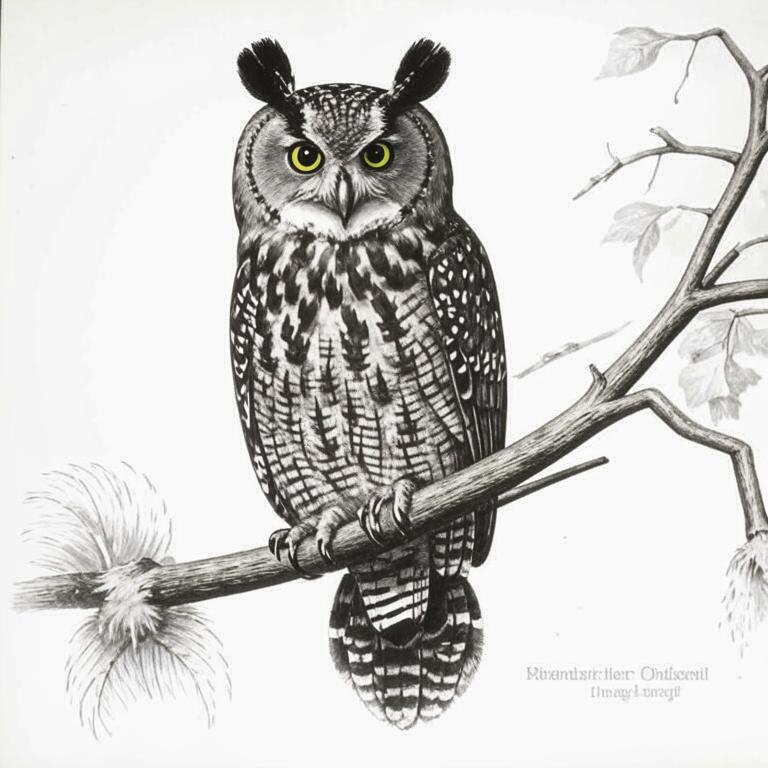 Филин. считается что у него есть связь с миром живых и мертвых.Рисунок сделан ИИ