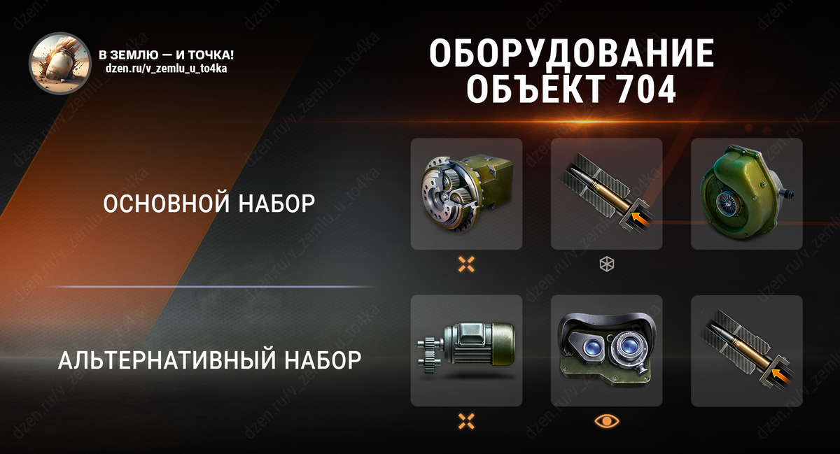 Оборудование для Объект 704 (World of Tanks / Мир танков)