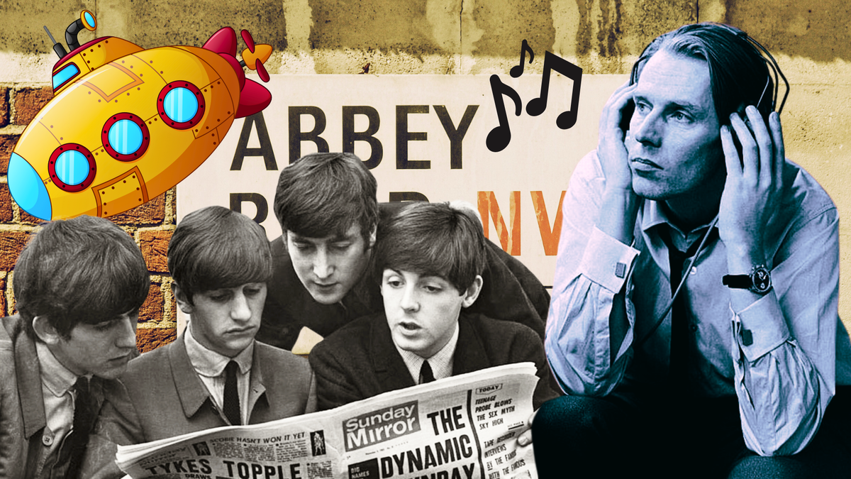 Группа Битлз и Джордж Мартин - продюсер. 