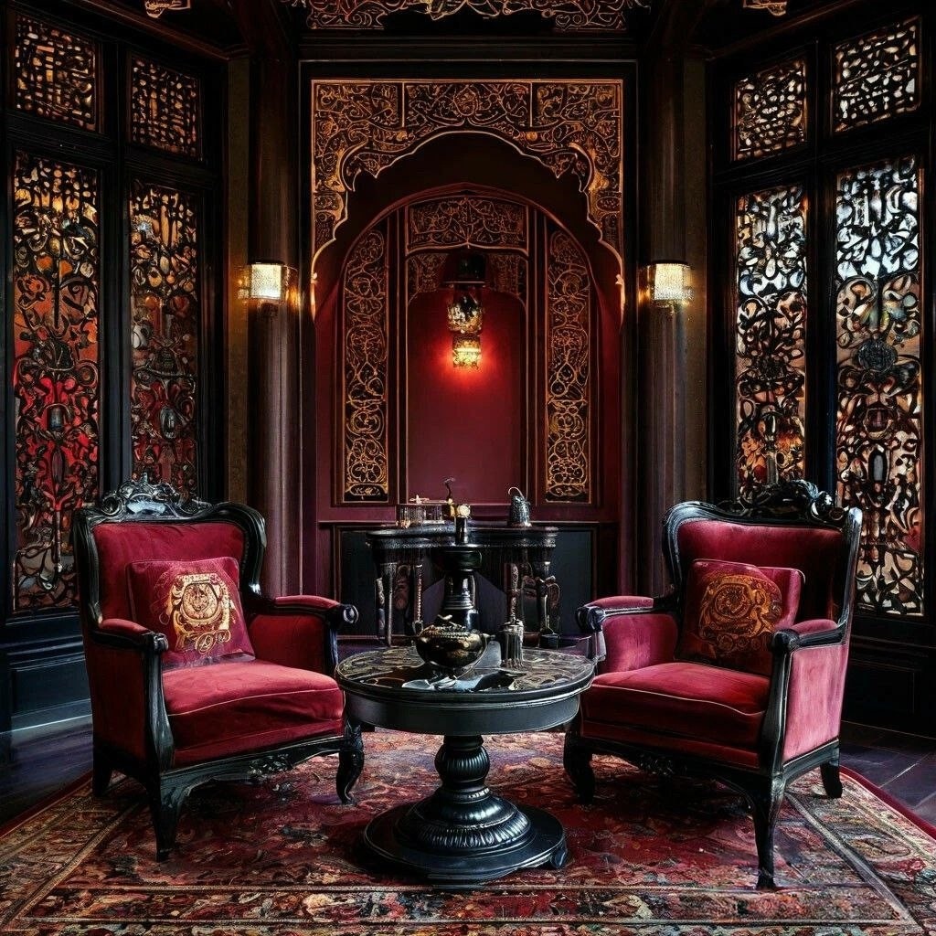 Все по - восточному: кругом шелк, ковры... 