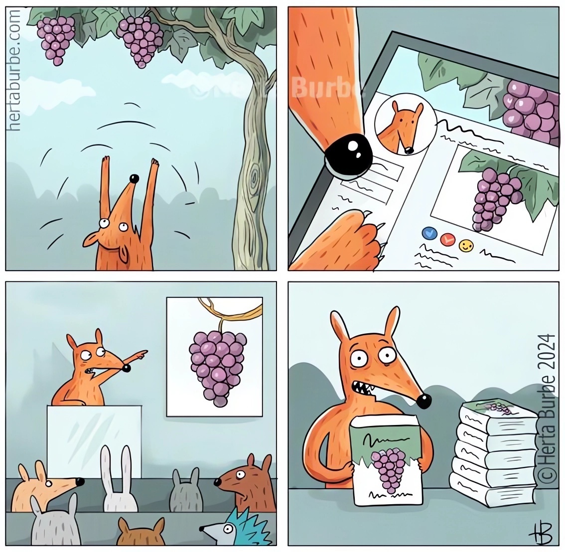 Комикс по басне Толстого лиса и виноград