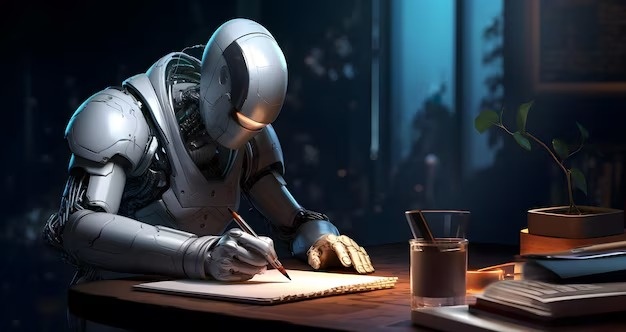 Так по мнению ИИ-художника выглядит ИИ-писатель.