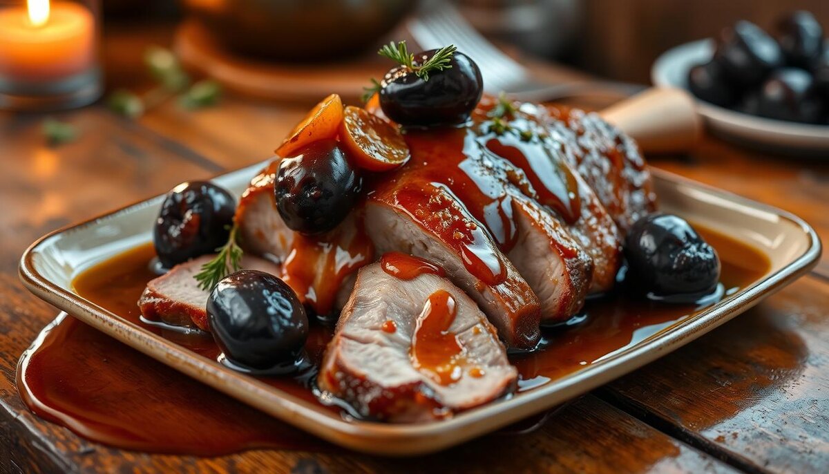 Свинина с черносливом в медовой глазури