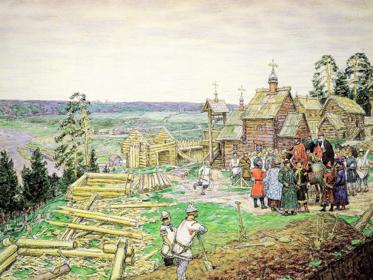 Фантазия художника Аполлинария Васнецова: картина "Основание Москвы". 