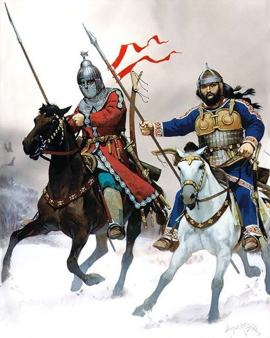 Аварский и болгарский всадники VII в.
