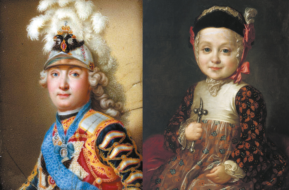 Слева направо: Портрет графа Г. Г. Орлова. А. И. Чёрный. Алексей Бобринский в младенчестве. Портрет Фёдора Рокотова. Источник https://ru.wikipedia.org/.