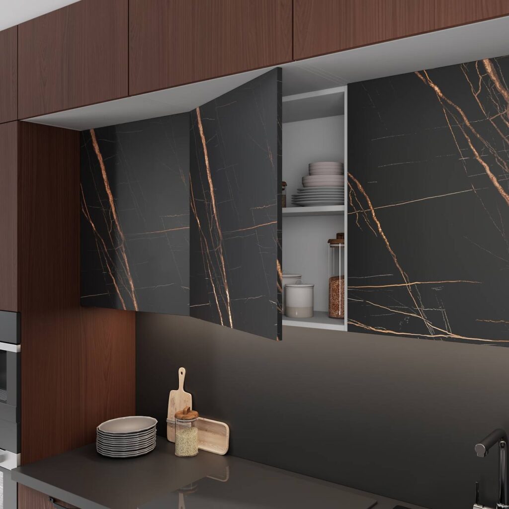 Модульная кухня "Ройс" в цвете Американский шоколад/ Кварц черный.