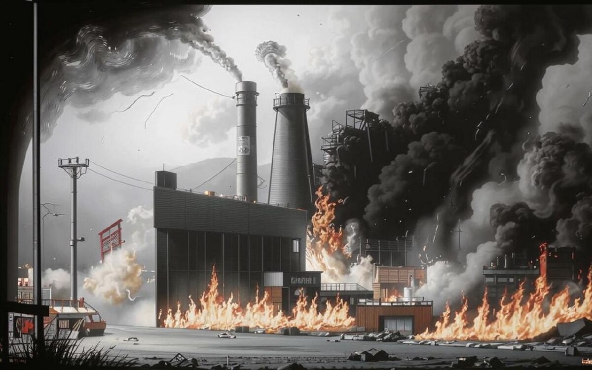    В результате атаки БПЛА пострадали площадки ГК «Эфко» и «Виолы» Иллюстрация: нейросеть «Кандинский»