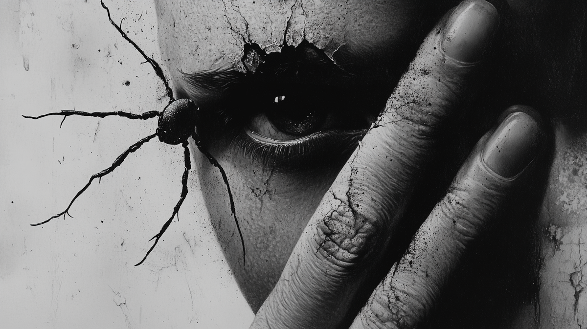 визуализация укуса клеща и испорченного здоровья человека. Создано в нейросети.