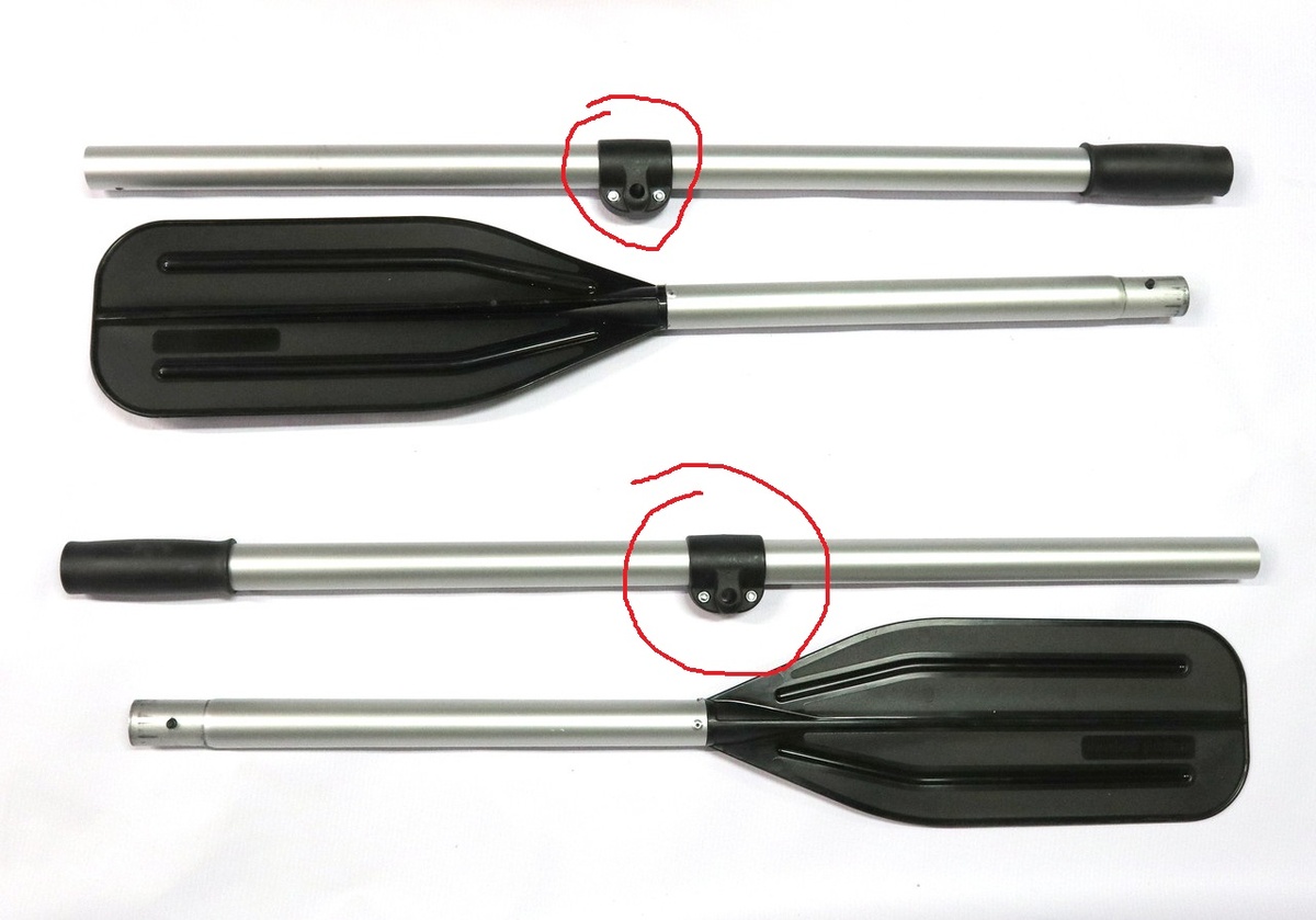 Вот тут раскрутить крепеж надо и выставить перпендикулярно лопату весла