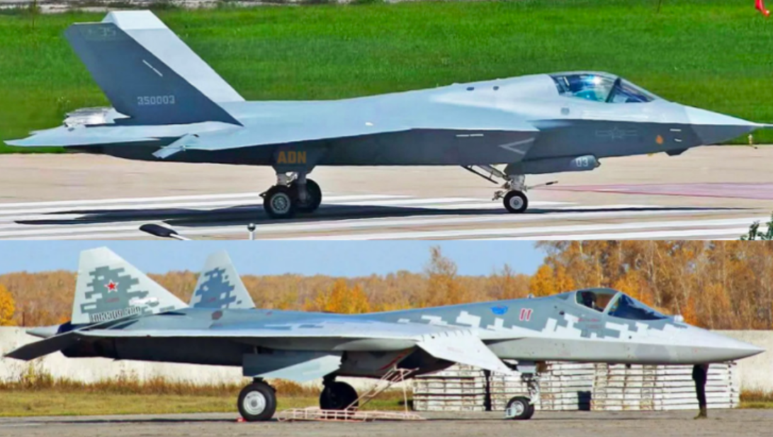 J-35A и Су-57. Очевидно, кто идет своим путем, а кто пытается копировать. Коллаж MWM