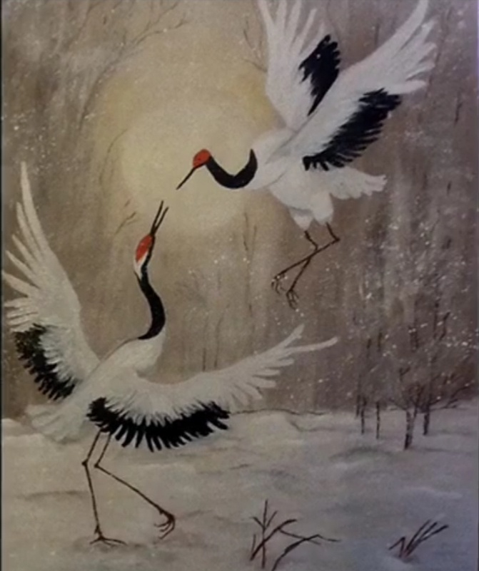 Холст на картоне 30х40 масло " Брачный танец "