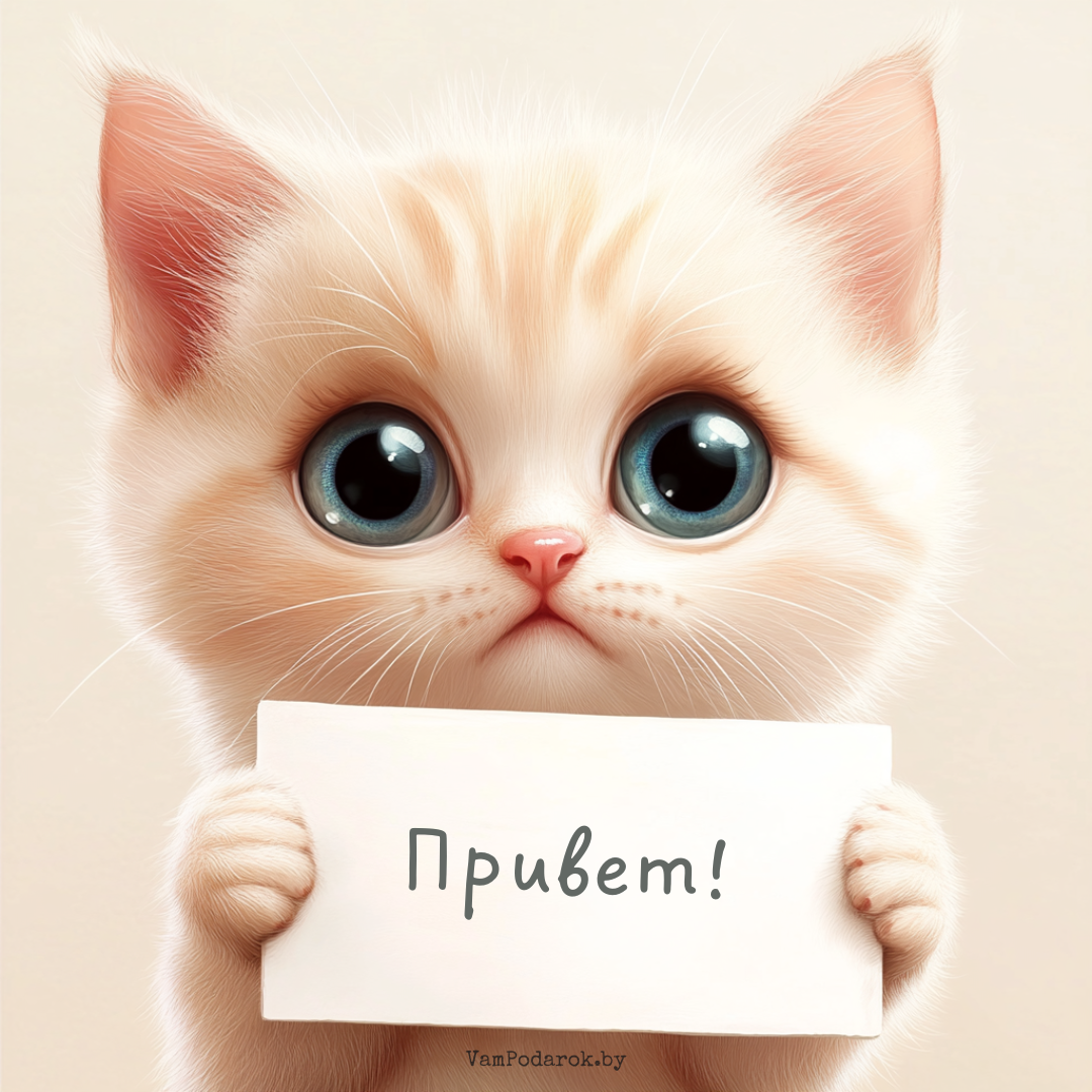 "Всемирный день приветствия" - милая открытка с котиком