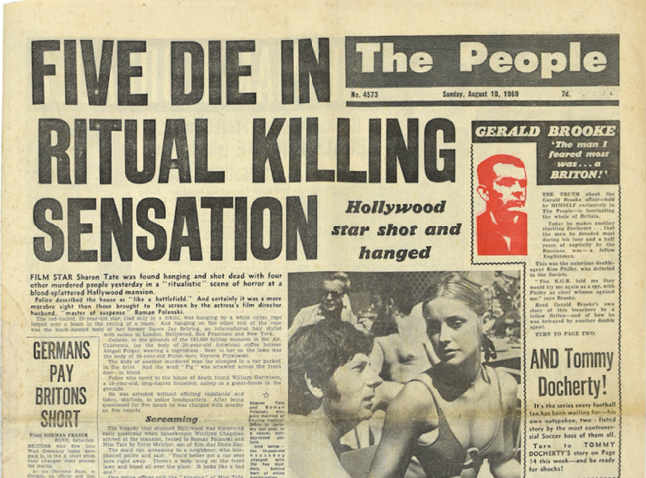 РИС. 2 ПЕРЕДОВИЦА С НОВОСТЬЮ ОБ УБИЙСТВЕ ШЕРОН ТЕЙТ