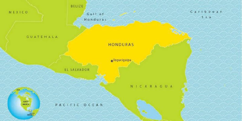 Географическое расположение Гондураса и Сальвадора