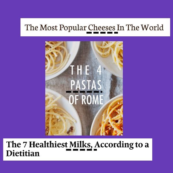 Milks, cheeses, pastas