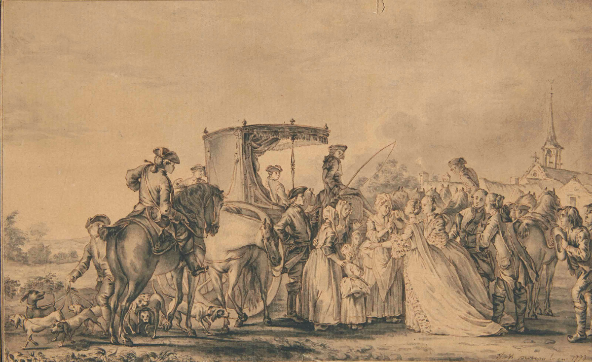 Жан Мишель Моро «Юная Антуанетта, утешающая бедную женщину» 