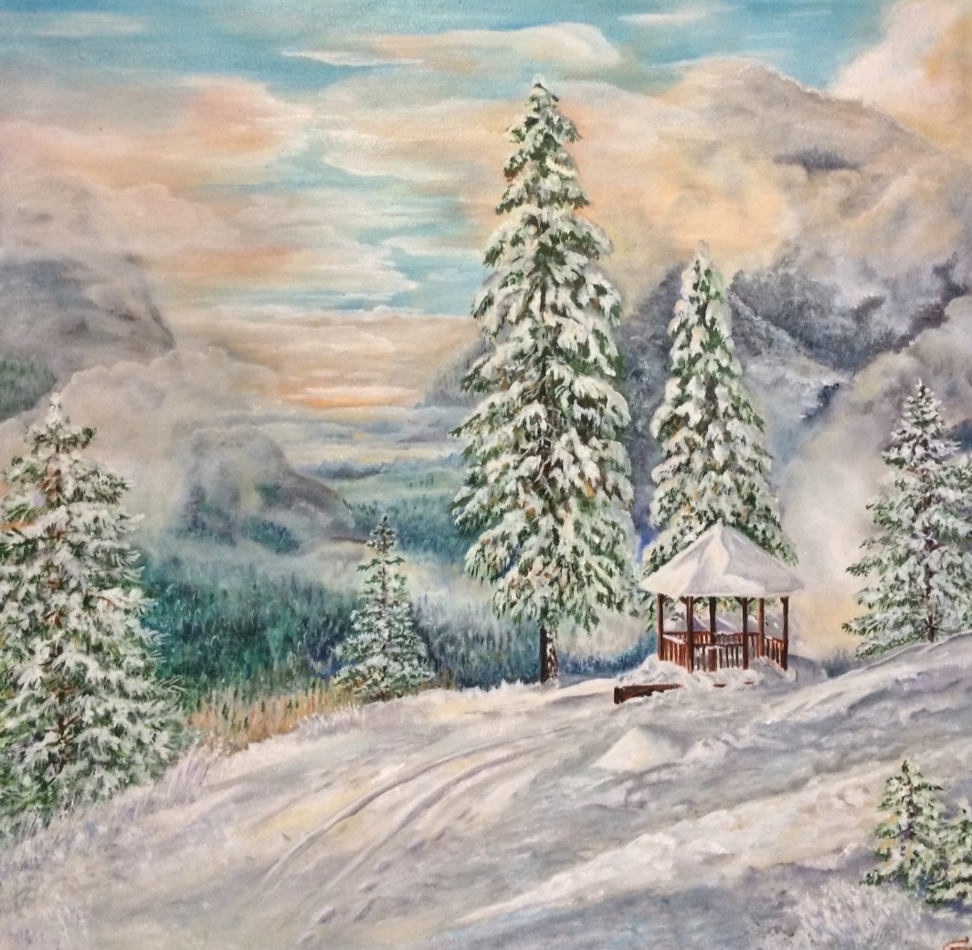 Холс на подрамнике 40х50 "Туман в горах"