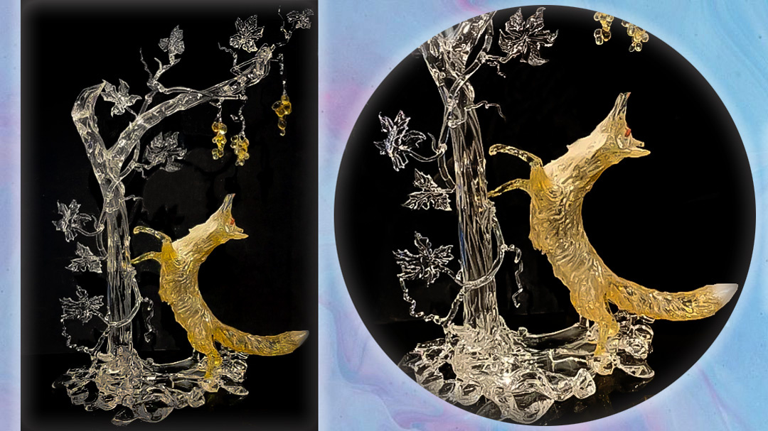 "Лиса и виноград", 1984 г. Кварцевое стекло. Автор: Народный художник России Алексей Зеля