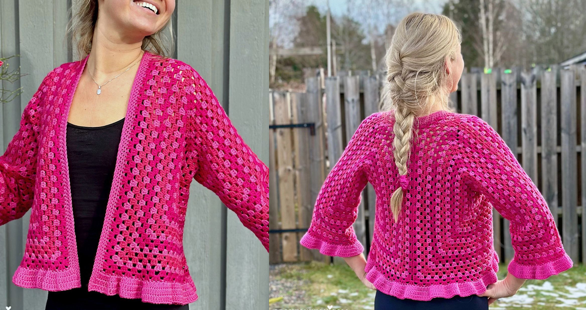  Жакет крючком из шестиугольного мотива