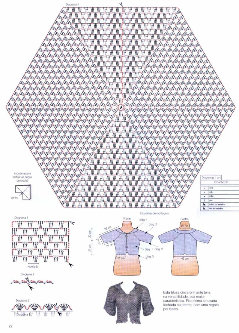 Жакет крючком из шестиугольного мотива схема