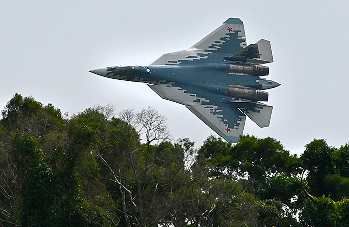    Мировая премьера российского истребителя пятого поколения Су-57Э (экспортный вариант) на авиасалоне в Чжухае.VCG/TASS