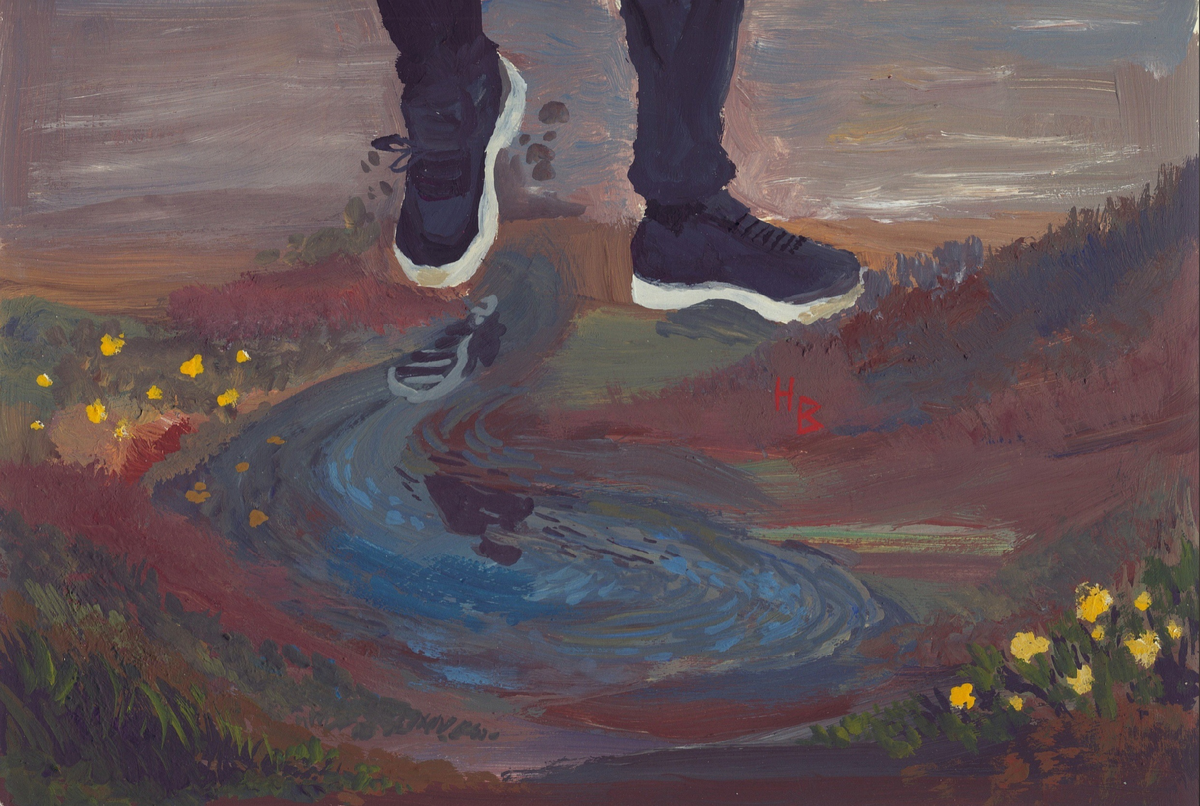  Работа, выполненная с использованием остатков темперных красок, 2023 г.