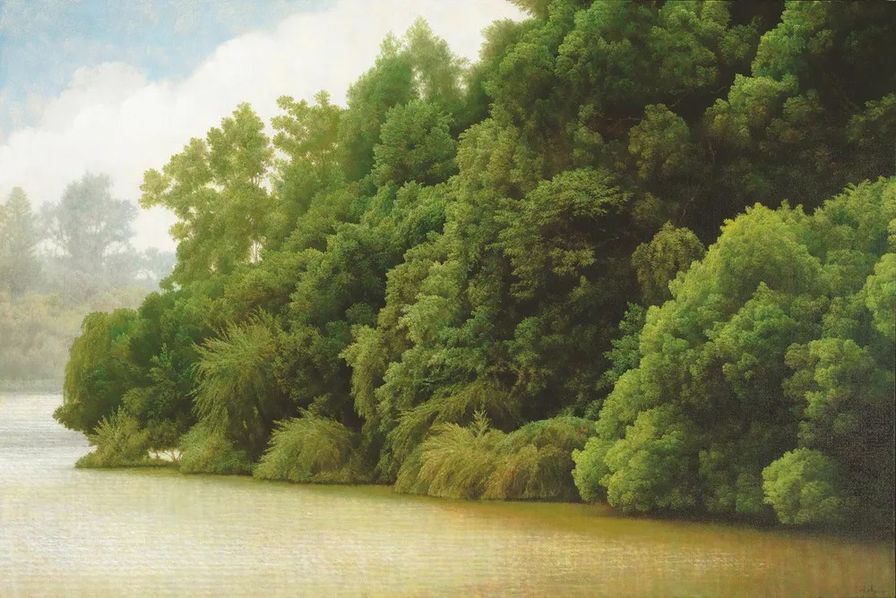 Берег Хутоупи в Тайнане (虎頭埤的水岸．台南), 2010-2011, холст, темпера, масло, 102х152 см