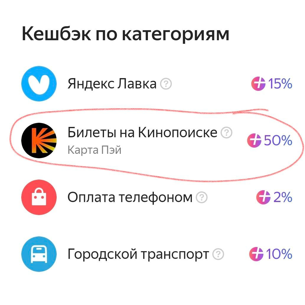 Подтверждением участия в акции является также и категория по карте "Яндекс Пей", она подключается автоматически, в дополнение к тем категориям, которые уже доступны.