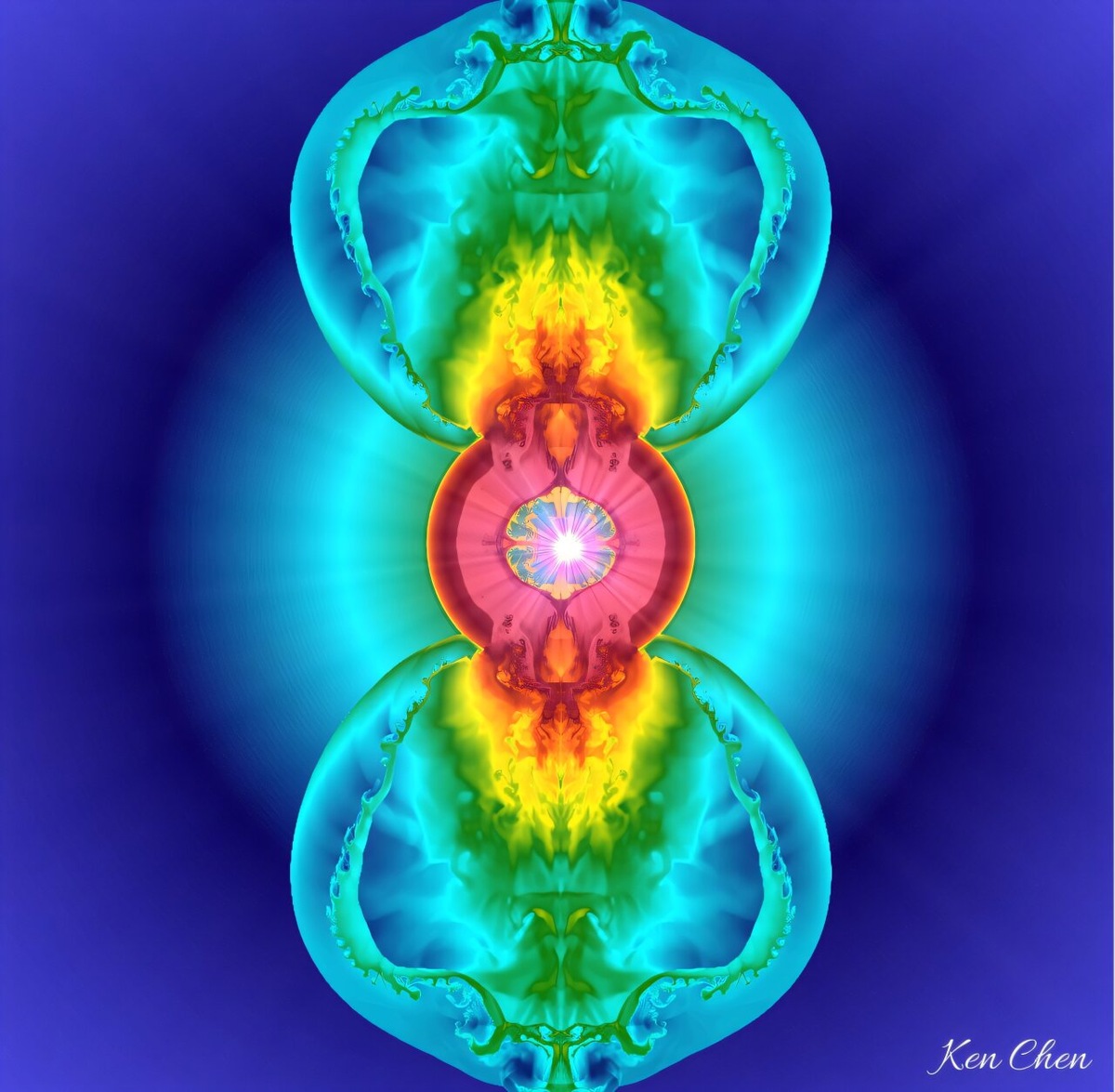 Вспышка гиепрновой. Гиперновые — ещё более сильные астрономические явления, чем сверхновые, с энергией взрыва, превышающей энергию сверхновых более чем в десять раз. Эти взрывы обычно сопровождаются выбросами, которые создают отчётливые структуры на полюсах звезды.    
 Источник: ASIAA / Ke-Jung Chen  📷
