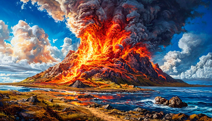 В ближайшем будущем мы можем столкнуться с мощным извержением глобального масштаба. Фото: shedevrum.ai