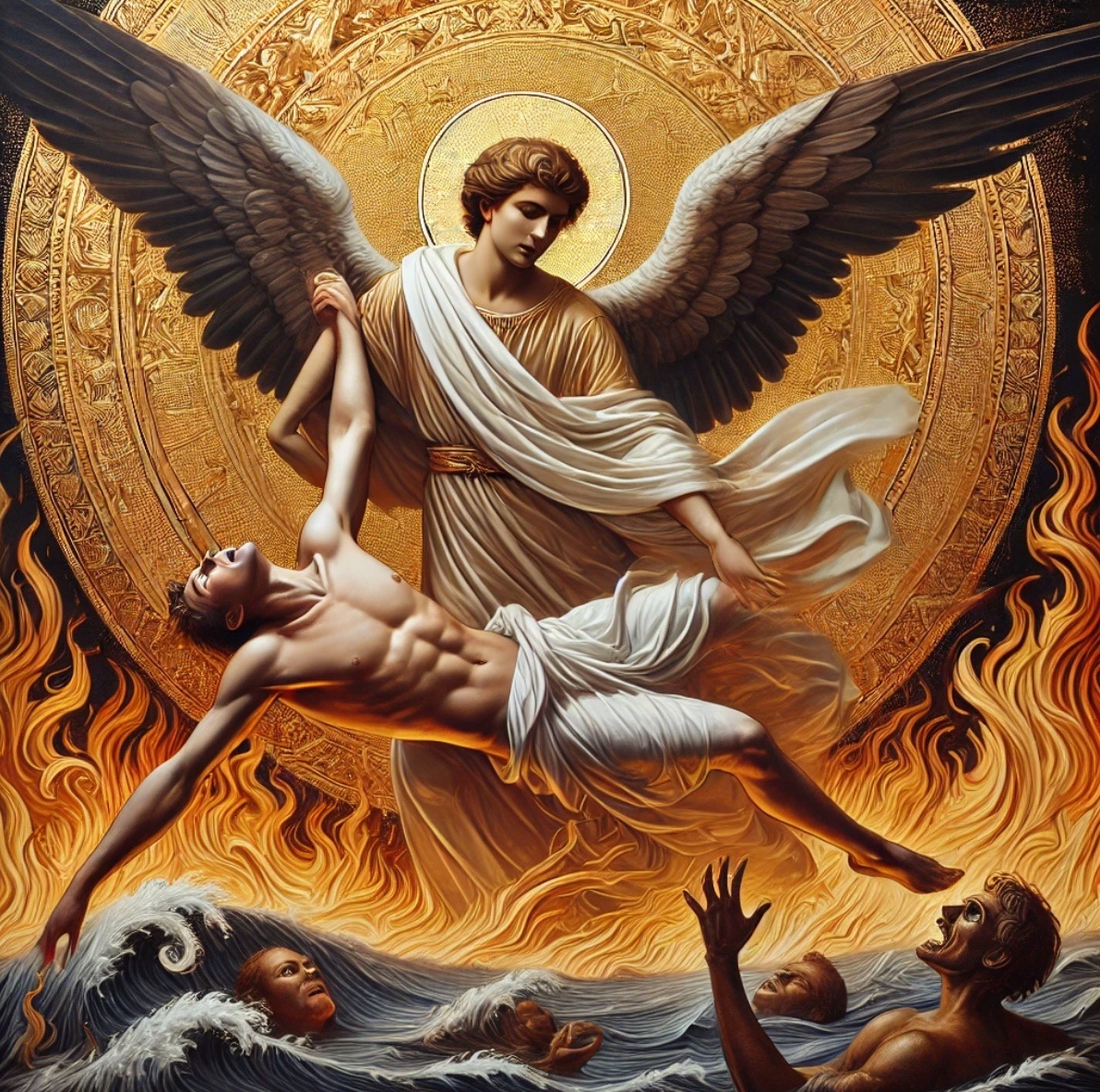 Архангел Михаил спасает грешников из ада