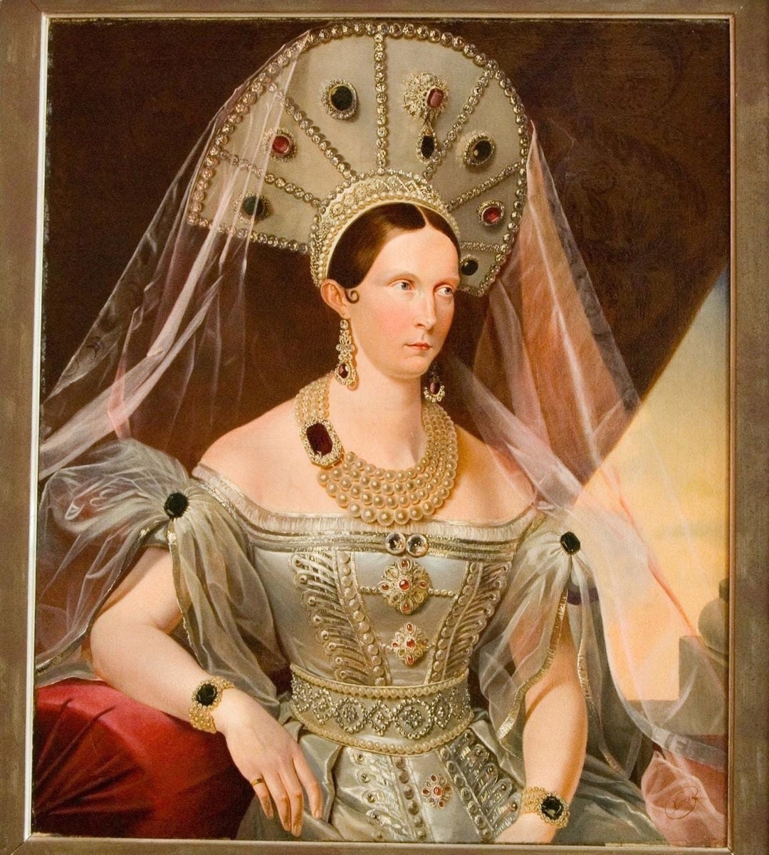 Императрица Александра Федоровна в придворном русском платье. После 1834. Питер фон Гесс по оригиналу Франца Крюгера. Из коллекции ГМЗ «Царское Село»