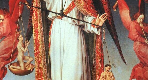   «Архангел Михаил с весами» (сюжет для композиции Страшного суда), Рогир ван дер Вейден / Википедия