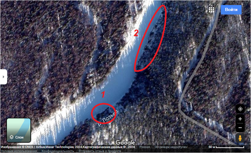 Фото 1. Те самые камни-валуны. Один камень (или два близких) находятся перед самым поворотом Лозьвы, а уже за поворотом идет вторая группа камней, в виде "гряды".