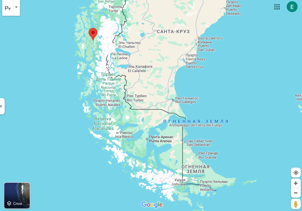 Отмечен городок Пуэрто-Эден, куда шла яхта наших героев