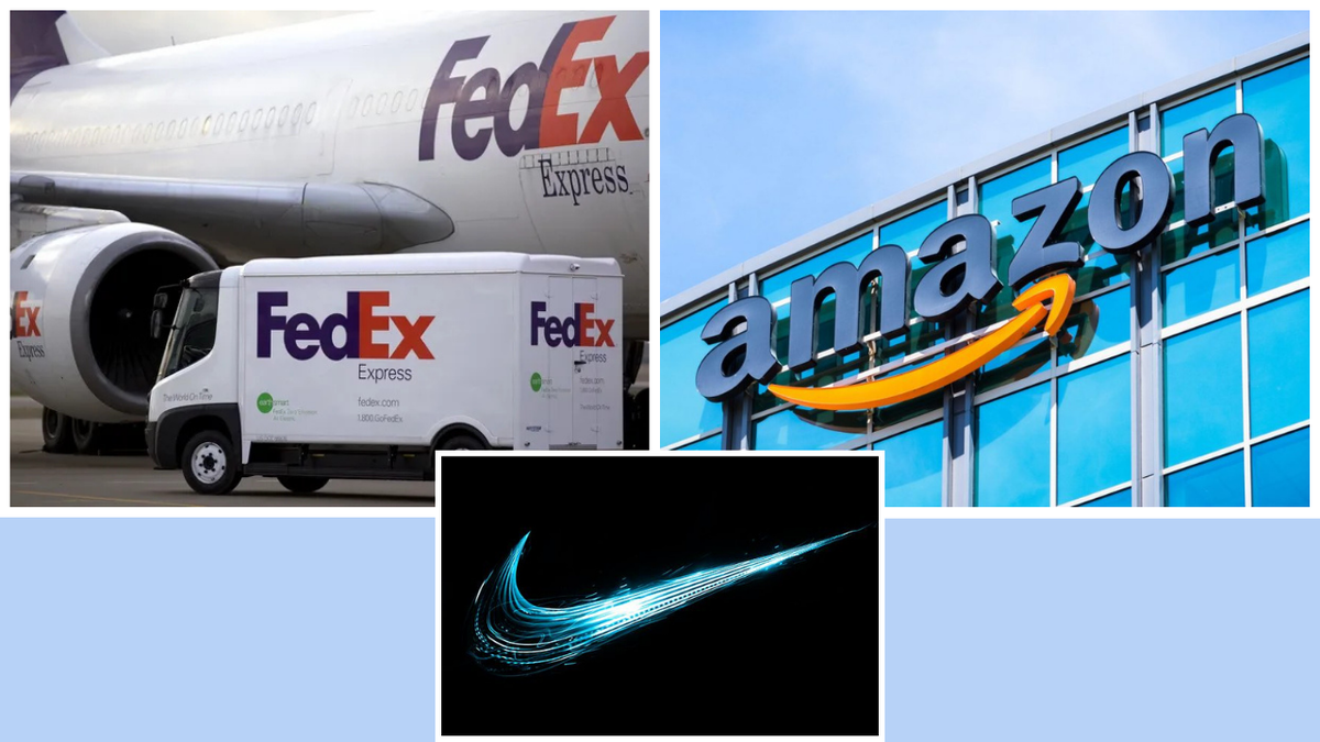 Логотипы FedEx, Amazon и Nike