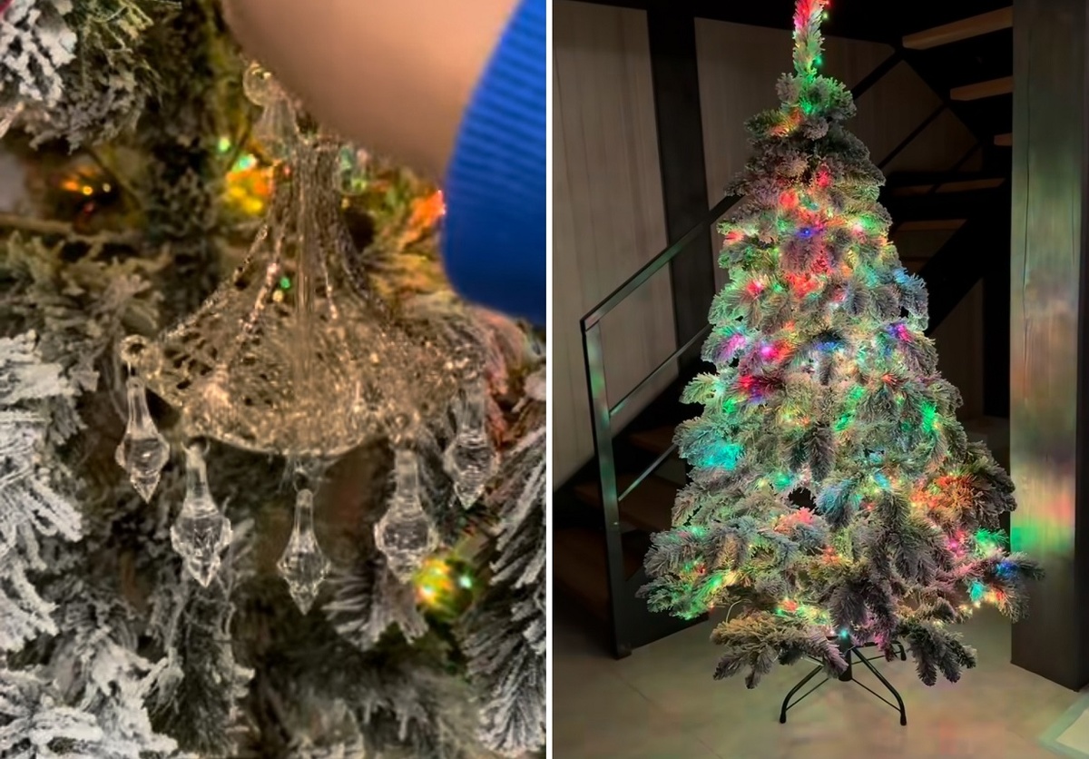 Агата Муцениеце выбрала елку, припорошенную искусственным снегом. Фото: социальные сети.