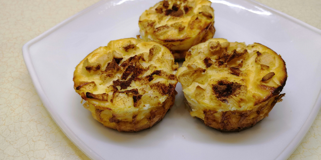 Нет сахара и нет муки. Творожный десерт с яблоками и корицей