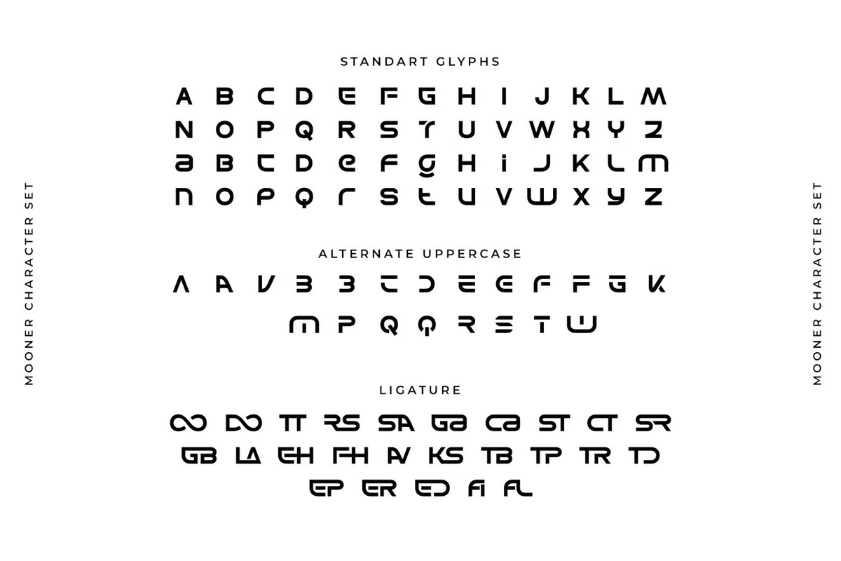 Современный футуристический шрифт Mooner