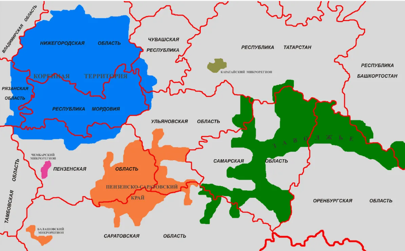 Карта расселения мордвинов
