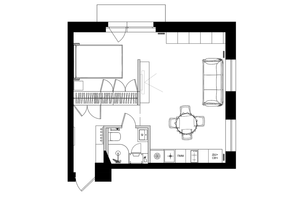 Итоговая планировка и расстановка мебели