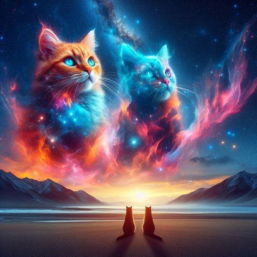 Картинку создал мой друг, творивший под ником Бродяга. Он недавно ушёл туда, к своим радужным котам.