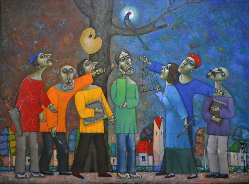 КАРТИНА художника АЛЕКСАНДРА ЯНИНА под названием " КАЖДЫЙ ОХОТНИК ЖЕЛАЕТ ЗНАТЬ..."