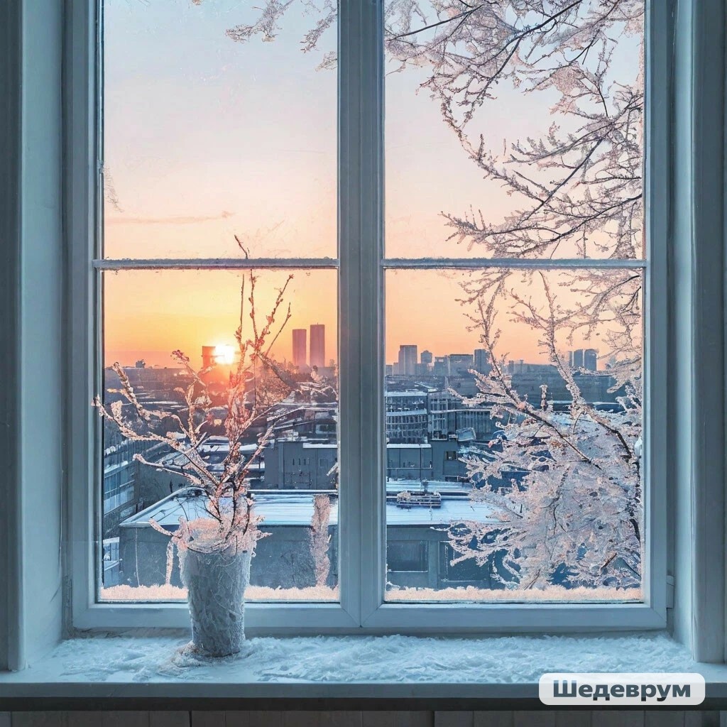 фото создано нейросетью, утро, зима