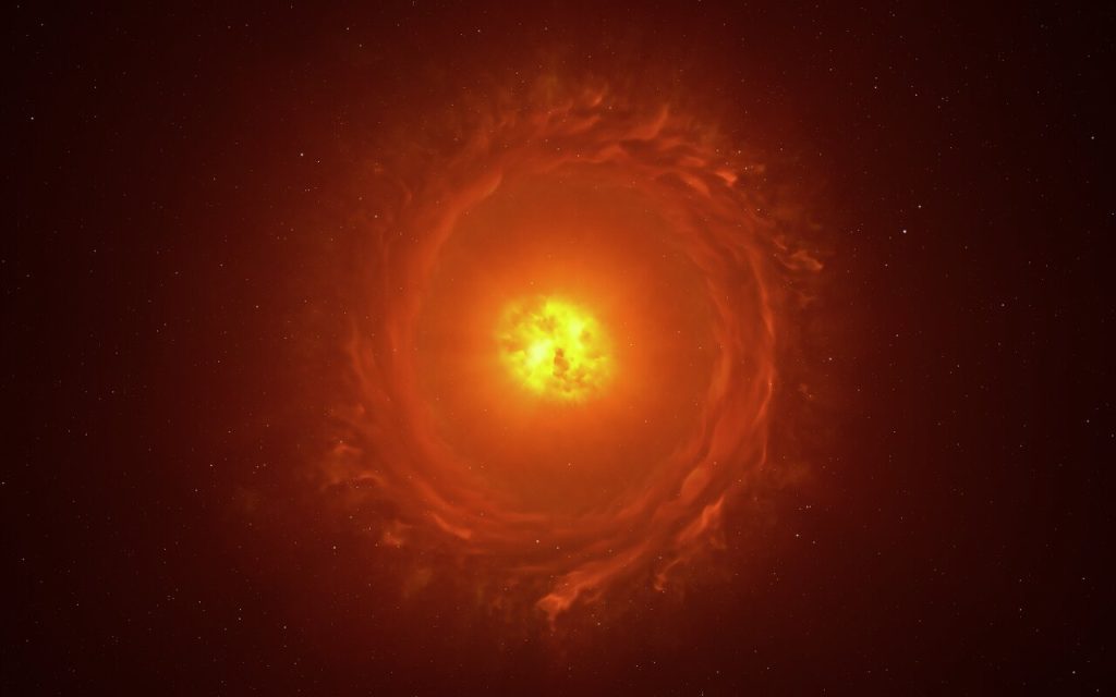 Реконструкция внешнего вида красного сверхгиганта WOH G64. Источник: ESO