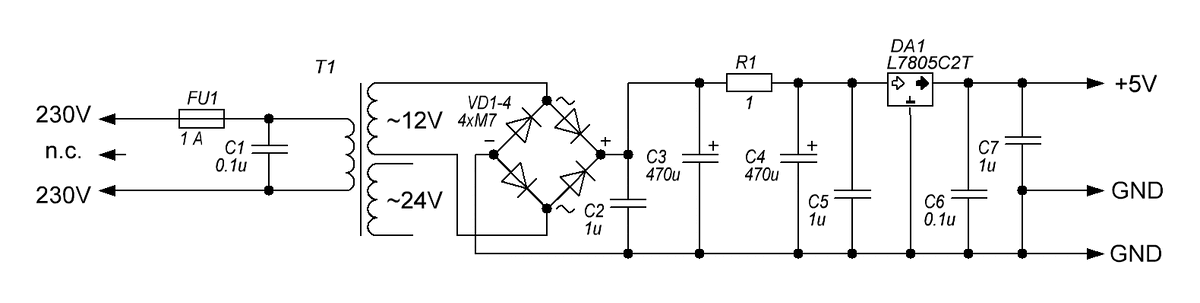 Электрическая принципиальная схема источника питания Bluetooth модуля