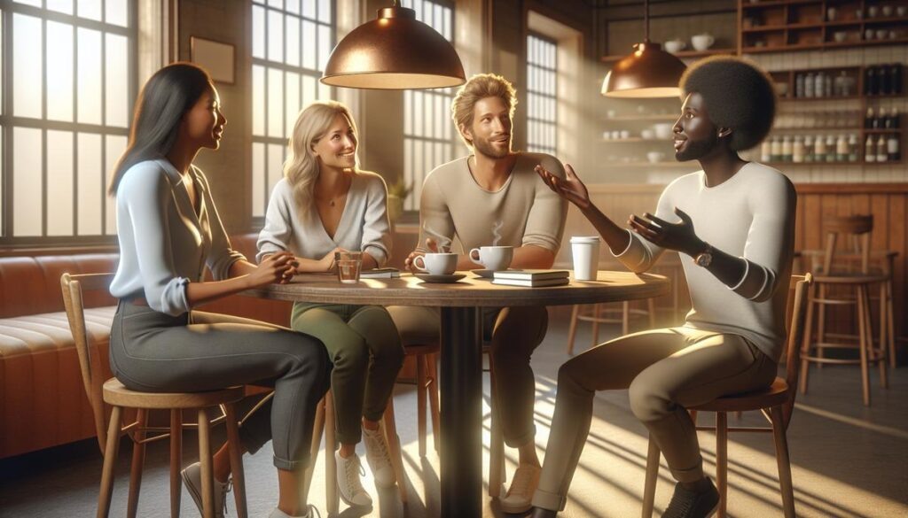    Вдохновляющий бизнес-разговор в кафе