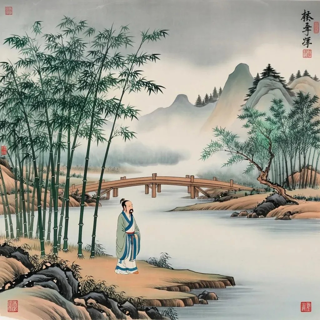 Картинка в китайском стиле, сгенерирована ИИ 