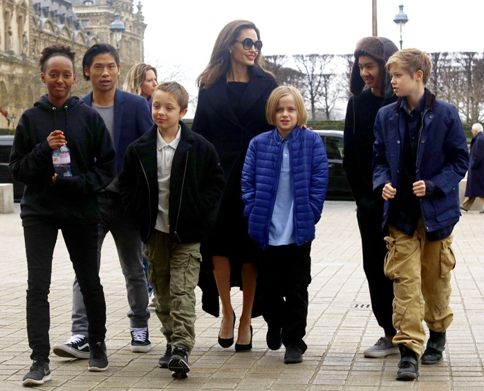    Анджелина Джоли c Захарой, Паксом, Ноксом, Вивьен, Мэддоксом и ШайлоLegion-Media